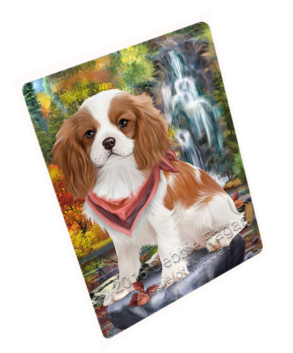 Scenic Waterfall Cavalier King Charles Spaniel Dog Tempered Cutting Board C53040
