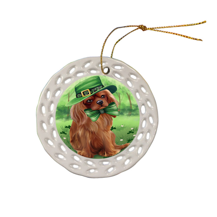 St. Patricks Day Irish Portrait Cavalier King Charles Spaniel Dog Ceramic Doily Ornament DPOR48765