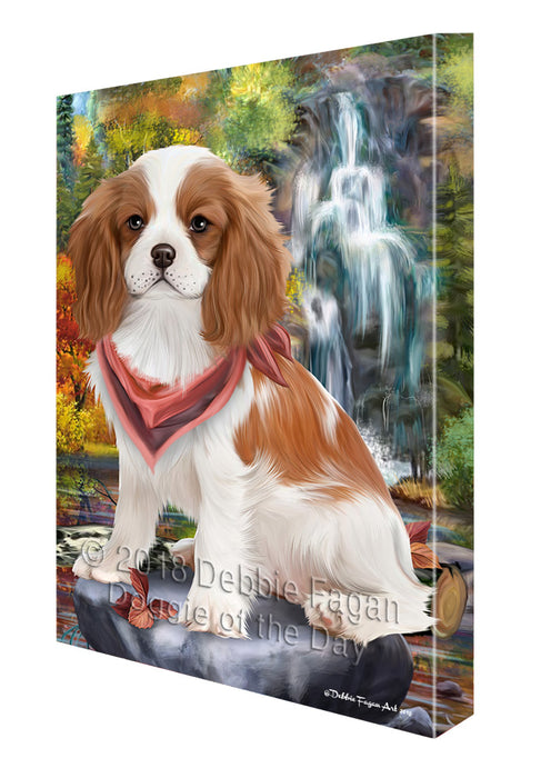 Scenic Waterfall Cavalier King Charles Spaniel Dog Canvas Wall Art CVS63277