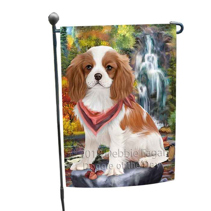 Scenic Waterfall Cavalier King Charles Spaniel Dog Garden Flag GFLG49554