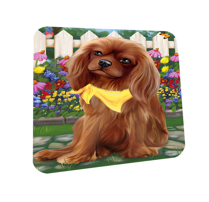 Spring Floral Cavalier King Charles Spaniel Dog Coasters Set of 4 CST49799