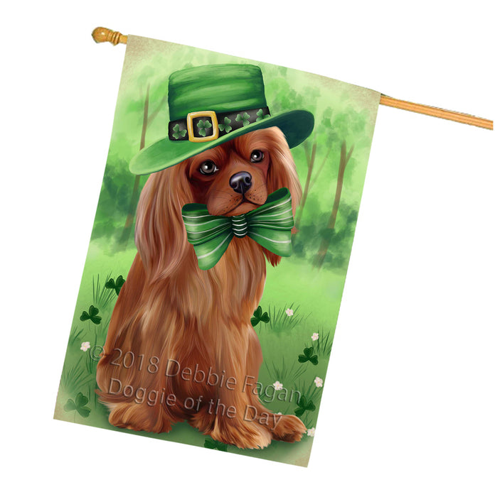 St. Patricks Day Irish Portrait Cavalier King Charles Spaniel Dog House Flag FLG48730