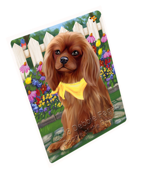 Spring Floral Cavalier King Charles Spaniel Dog Tempered Cutting Board C53388