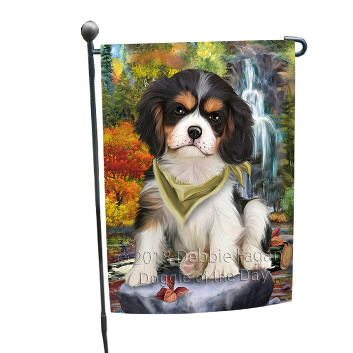 Scenic Waterfall Cavalier King Charles Spaniel Dog Garden Flag GFLG49555
