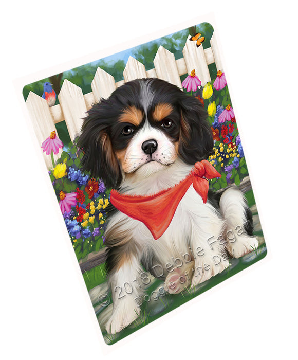 Spring Floral Cavalier King Charles Spaniel Dog Tempered Cutting Board C53391