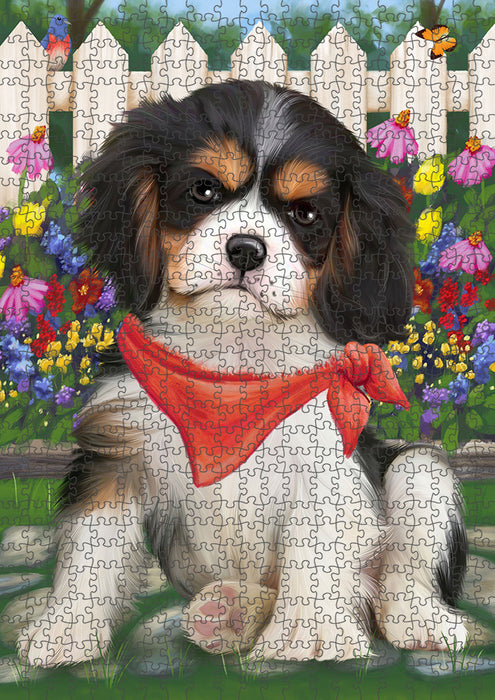 Spring Floral Cavalier King Charles Spaniel Dog Puzzle with Photo Tin PUZL53229