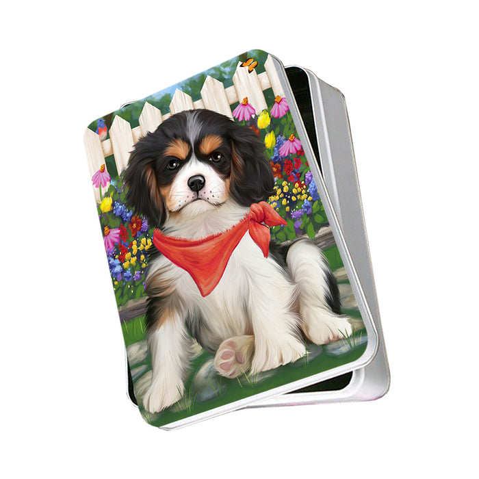 Spring Floral Cavalier King Charles Spaniel Dog Photo Storage Tin PITN49841