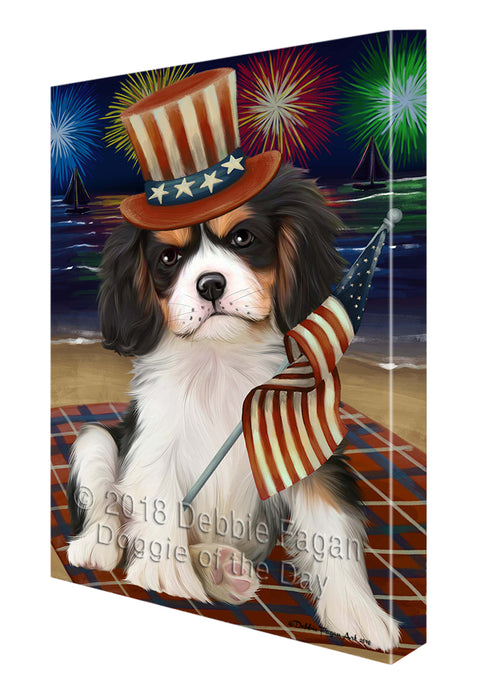 4th of July Independence Day Firework Cavalier King Charles Spaniel Dog Canvas Wall Art CVS55434