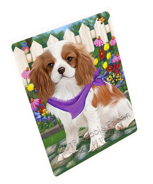 Spring Floral Cavalier King Charles Spaniel Dog Tempered Cutting Board C53394