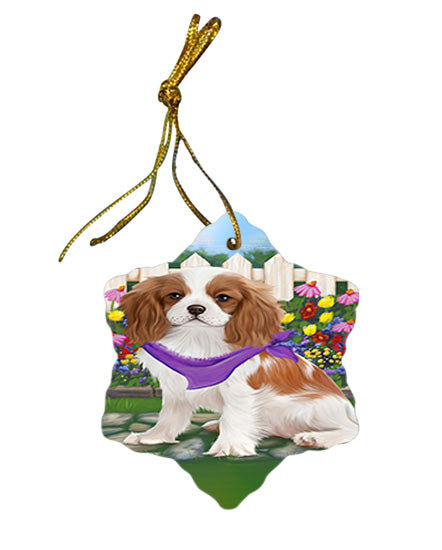 Spring Floral Cavalier King Charles Spaniel Dog Star Porcelain Ornament SPOR49834