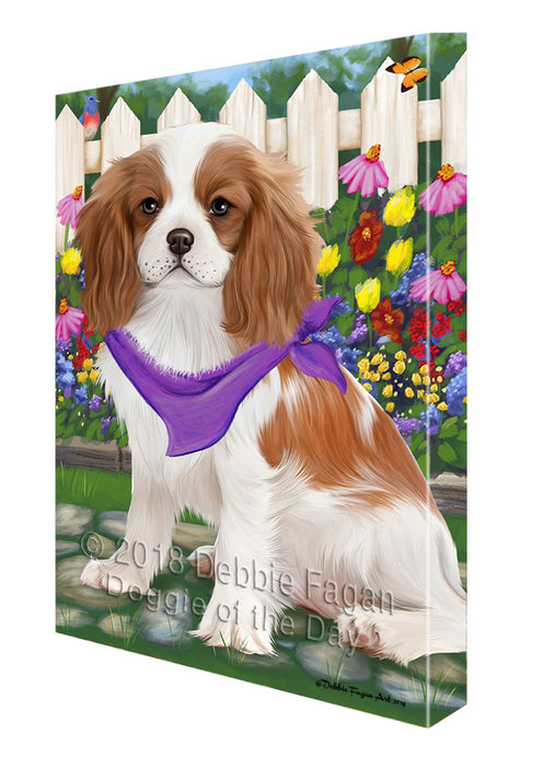 Spring Floral Cavalier King Charles Spaniel Dog Canvas Wall Art CVS64330