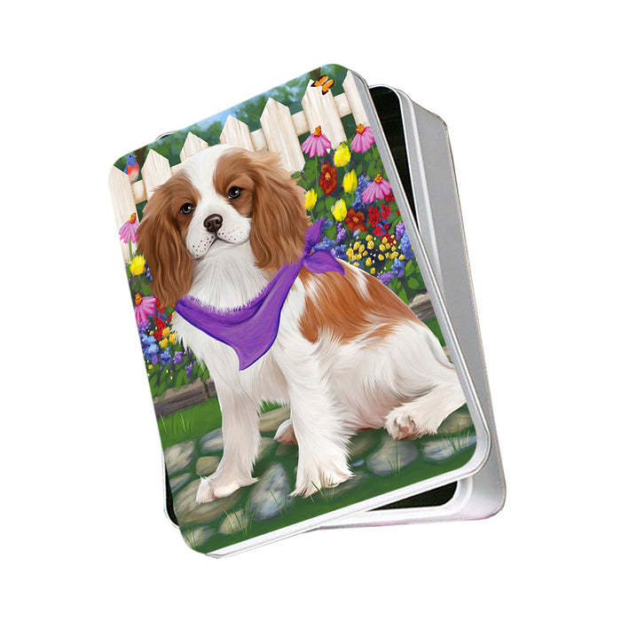 Spring Floral Cavalier King Charles Spaniel Dog Photo Storage Tin PITN49842