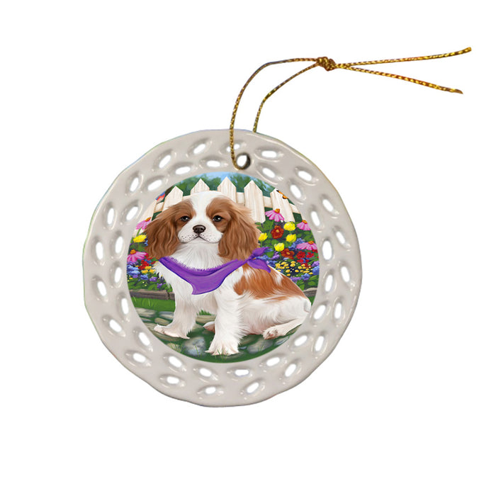 Spring Floral Cavalier King Charles Spaniel Dog Ceramic Doily Ornament DPOR49842