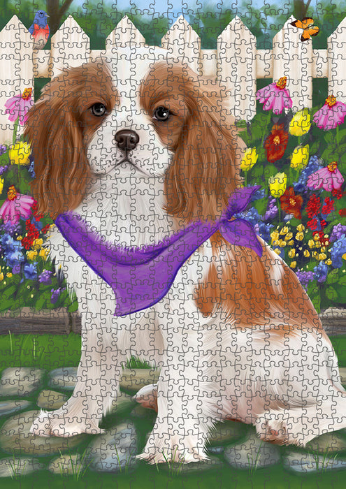 Spring Floral Cavalier King Charles Spaniel Dog Puzzle with Photo Tin PUZL53232