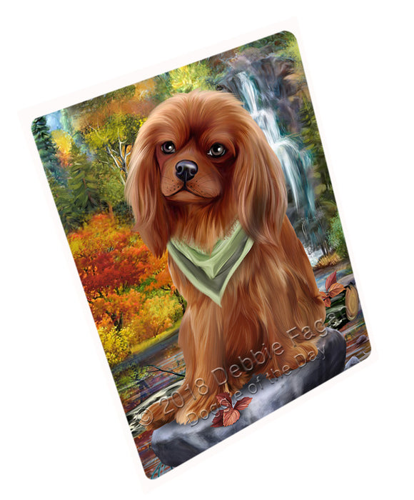 Scenic Waterfall Cavalier King Charles Spaniel Dog Tempered Cutting Board C53046