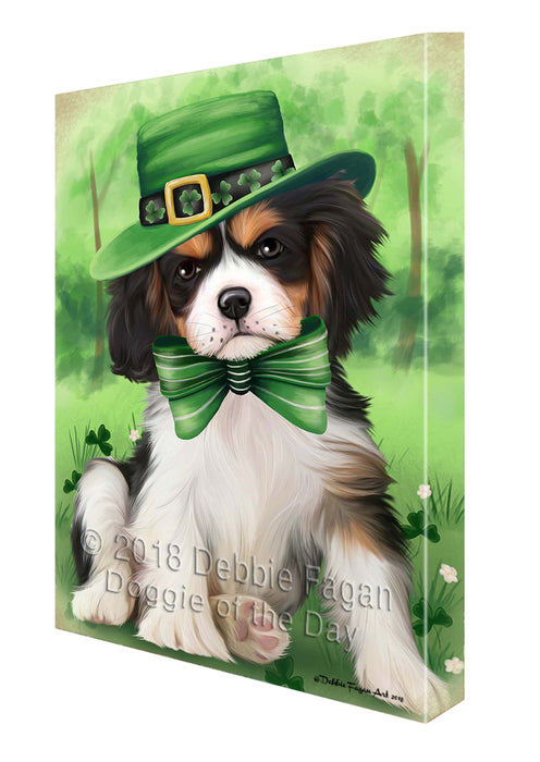 St. Patricks Day Irish Portrait Cavalier King Charles Spaniel Dog Canvas Wall Art CVS54525