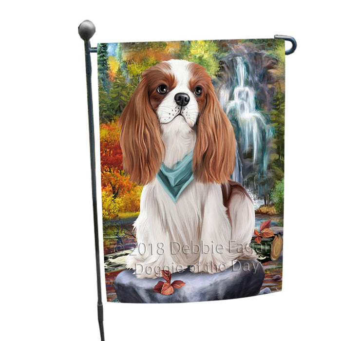 Scenic Waterfall Cavalier King Charles Spaniel Dog Garden Flag GFLG49557