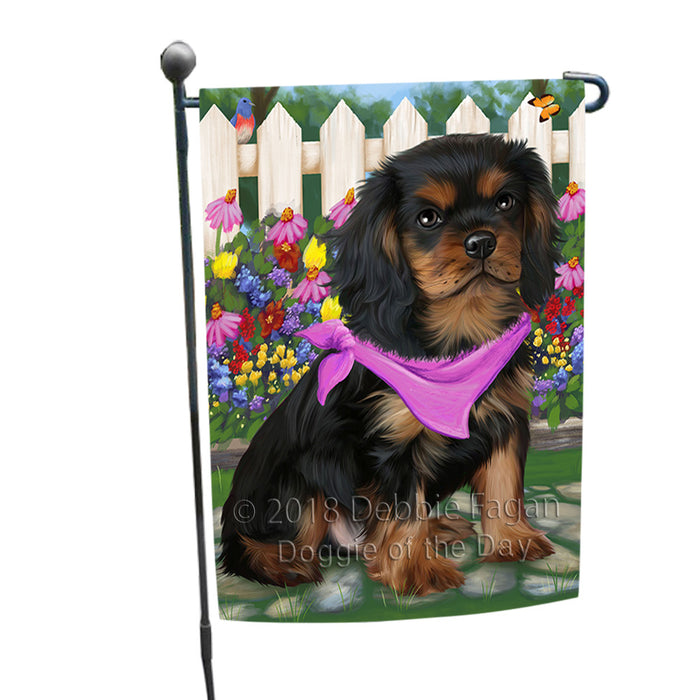 Spring Floral Cavalier King Charles Spaniel Dog Garden Flag GFLG49672