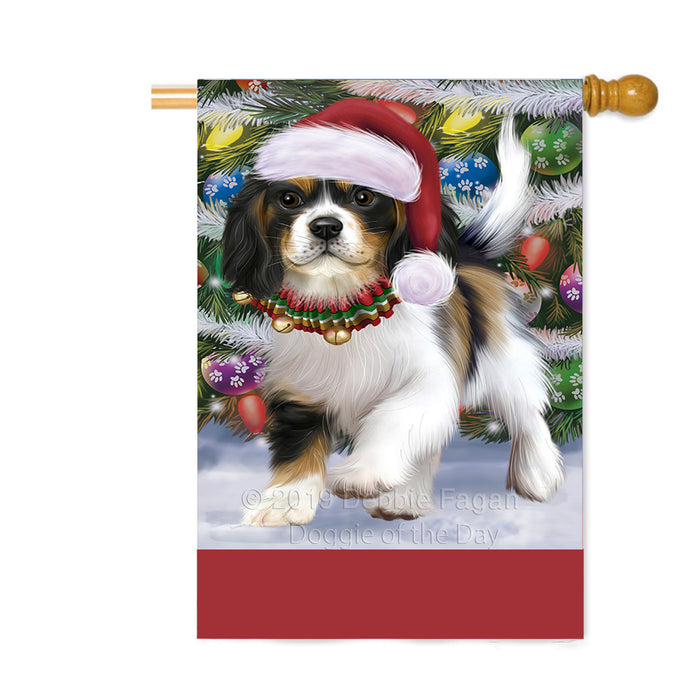 Personalized Trotting in the Snow Cavalier King Charles Spaniel Dog Custom House Flag FLG-DOTD-A60755