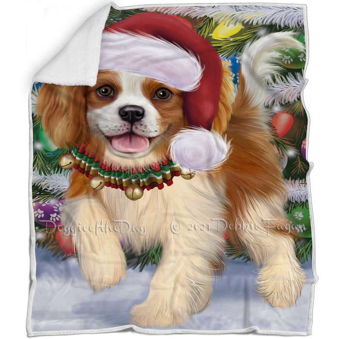 Trotting in the Snow Cavalier King Charles Spaniel Dog Blanket BLNKT118299