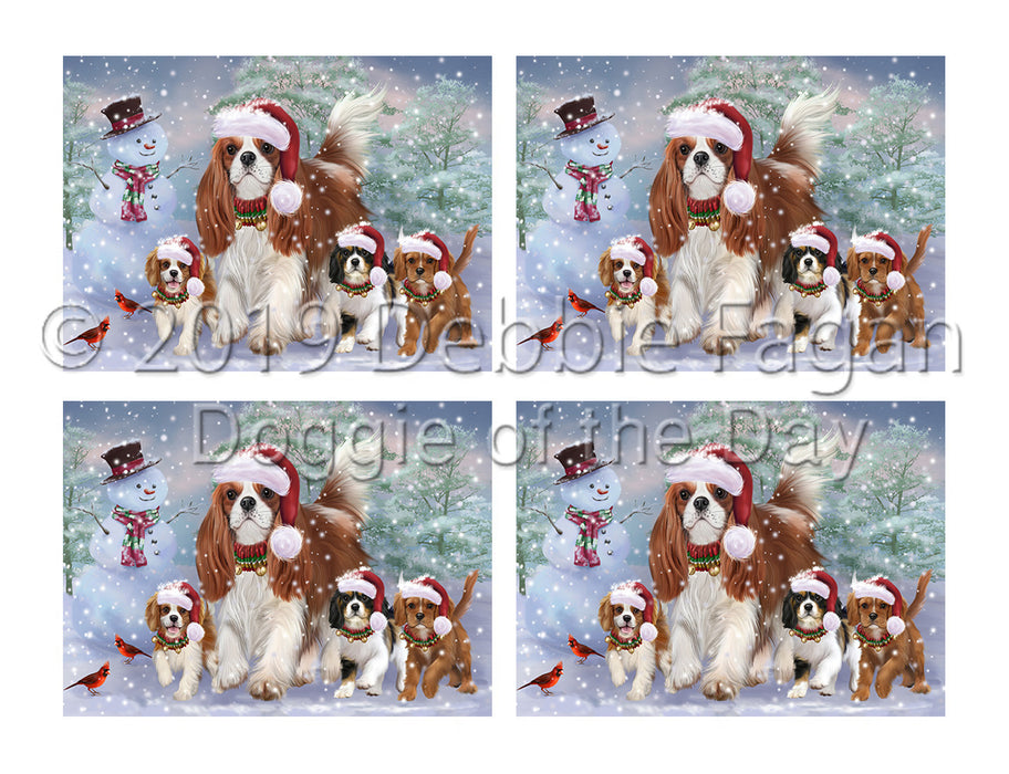 Christmas Running Fammily Cavalier King Charles Spaniel Dogs Placemat