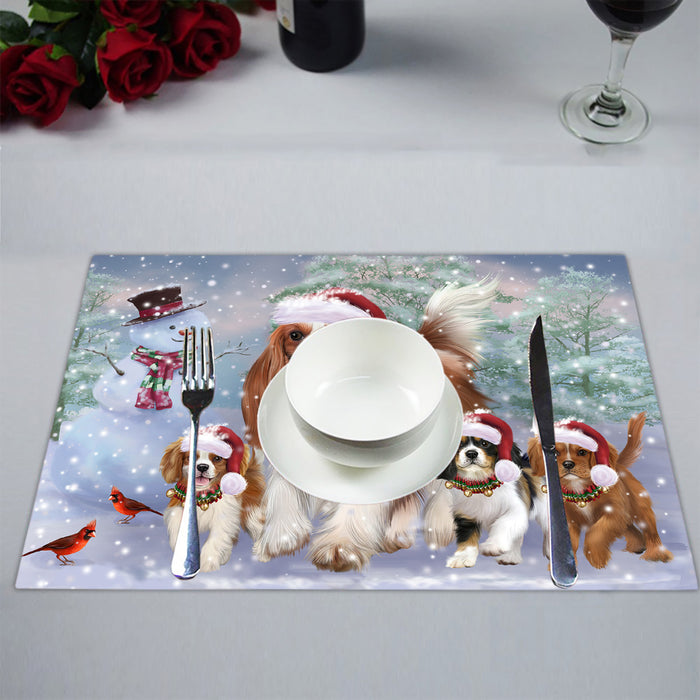Christmas Running Fammily Cavalier King Charles Spaniel Dogs Placemat
