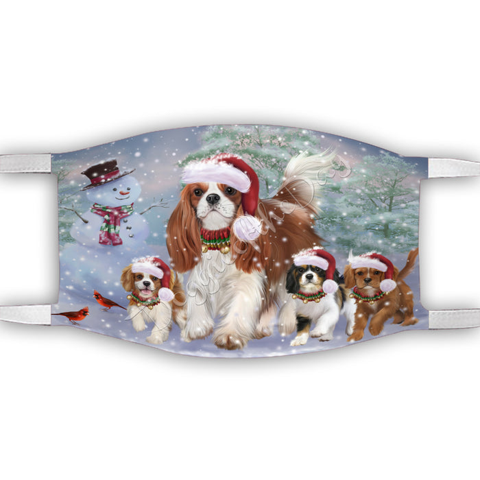 Christmas Running Fammily Cavalier King Charles Spaniel Dogs Face Mask FM48707