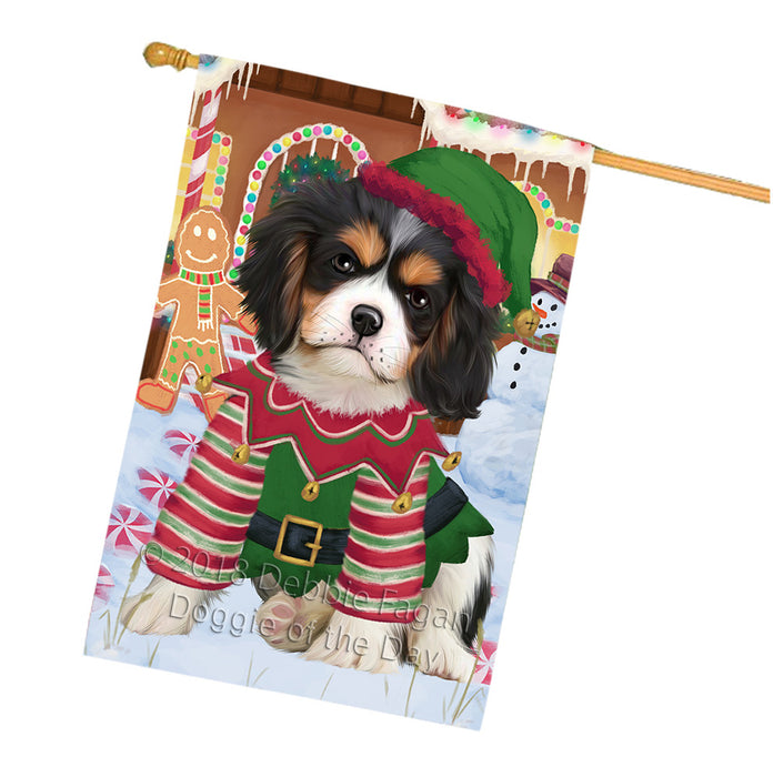 Christmas Gingerbread House Candyfest Cavalier King Charles Spaniel Dog House Flag FLG56978