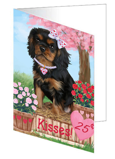 Rosie 25 Cent Kisses Cavalier King Charles Spaniel Dog Handmade Artwork Assorted Pets Greeting Cards and Note Cards with Envelopes for All Occasions and Holiday Seasons GCD73808