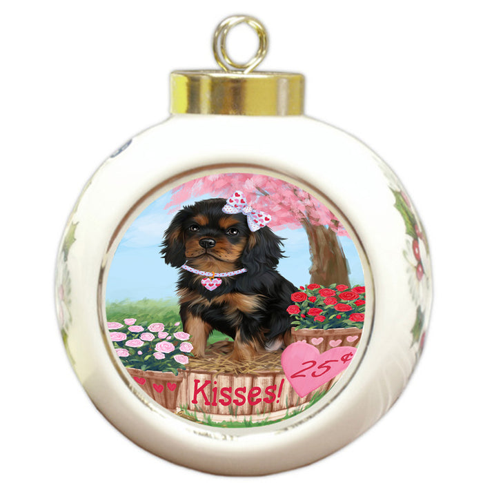 Rosie 25 Cent Kisses Cavalier King Charles Spaniel Dog Round Ball Christmas Ornament RBPOR56787