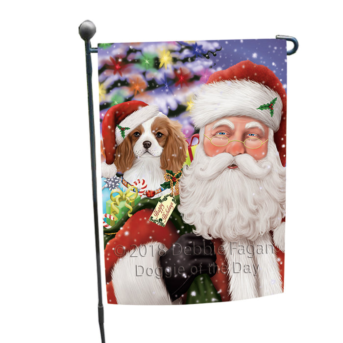 Santa Carrying Cavalier King Charles Spaniel Dog and Christmas Presents Garden Flag GFLG54035