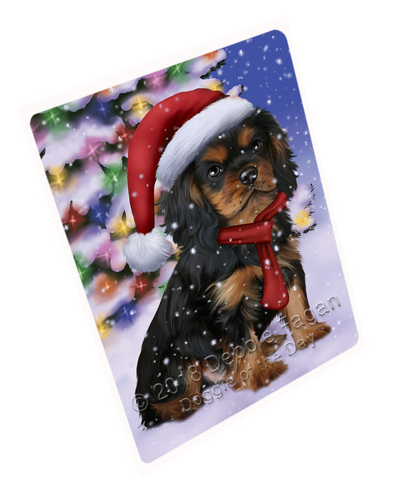 Winterland Wonderland Cavalier King Charles Spaniel Dog In Christmas Holiday Scenic Background  Blanket BLNKT97716