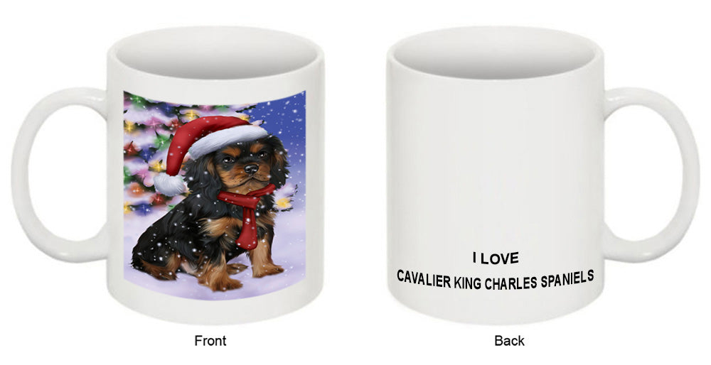 Winterland Wonderland Cavalier King Charles Spaniel Dog In Christmas Holiday Scenic Background  Coffee Mug MUG48773