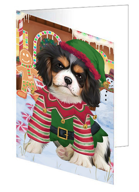 Christmas Gingerbread House Candyfest Cavalier King Charles Spaniel Dog Handmade Artwork Assorted Pets Greeting Cards and Note Cards with Envelopes for All Occasions and Holiday Seasons GCD73397