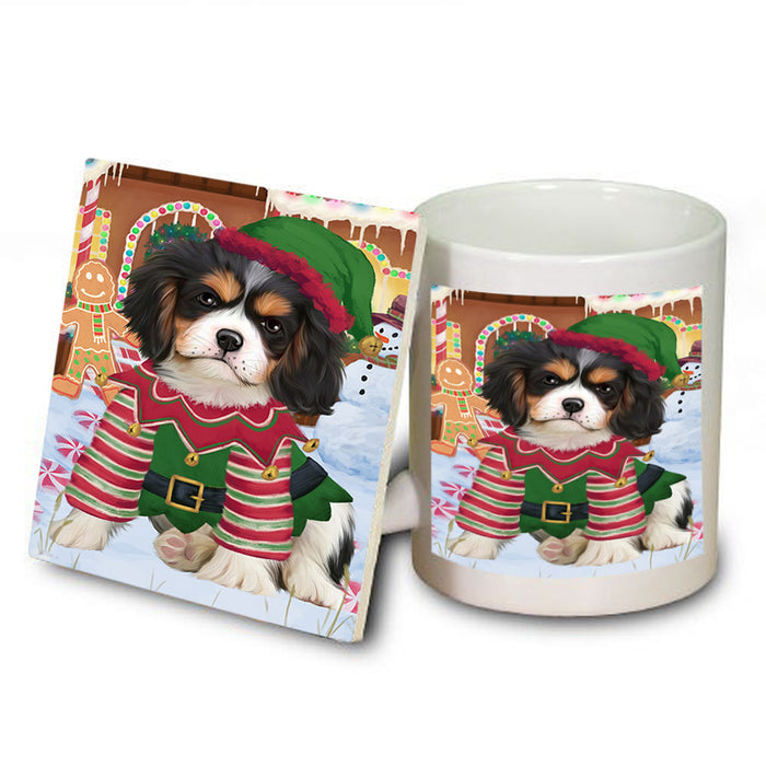 Christmas Gingerbread House Candyfest Cavalier King Charles Spaniel Dog Mug and Coaster Set MUC56286