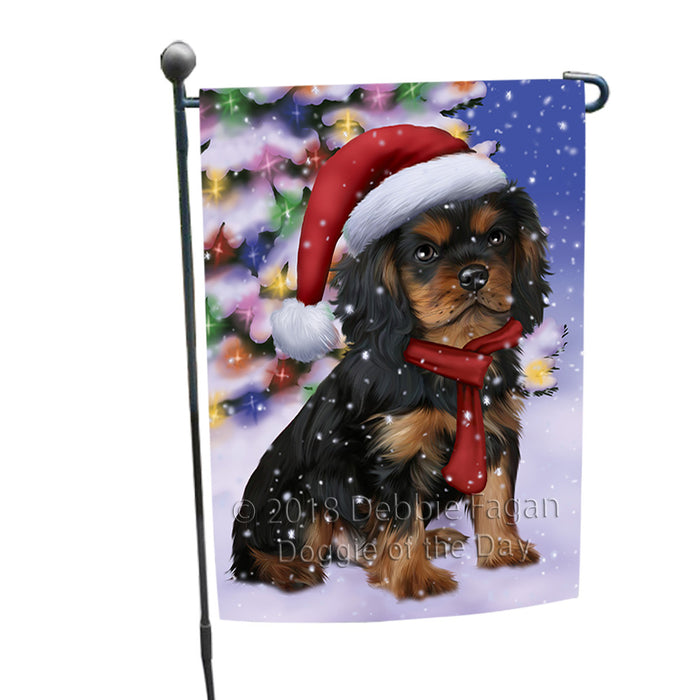 Winterland Wonderland Cavalier King Charles Spaniel Dog In Christmas Holiday Scenic Background  Garden Flag GFLG53437