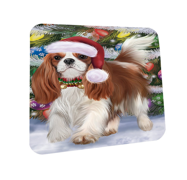 Trotting in the Snow Cavalier King Charles Spaniel Dog Coasters Set of 4 CST55386