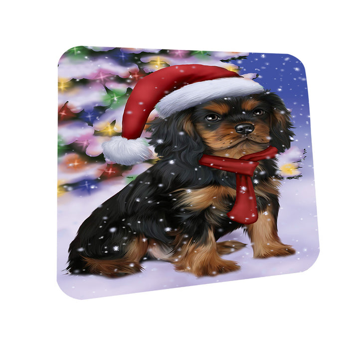 Winterland Wonderland Cavalier King Charles Spaniel Dog In Christmas Holiday Scenic Background  Coasters Set of 4 CST53333