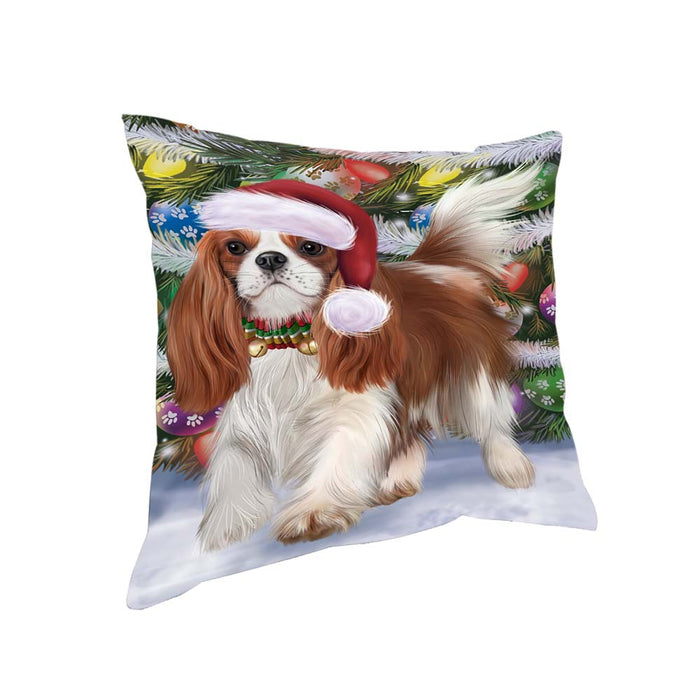 Trotting in the Snow Cavalier King Charles Spaniel Dog Pillow PIL70640