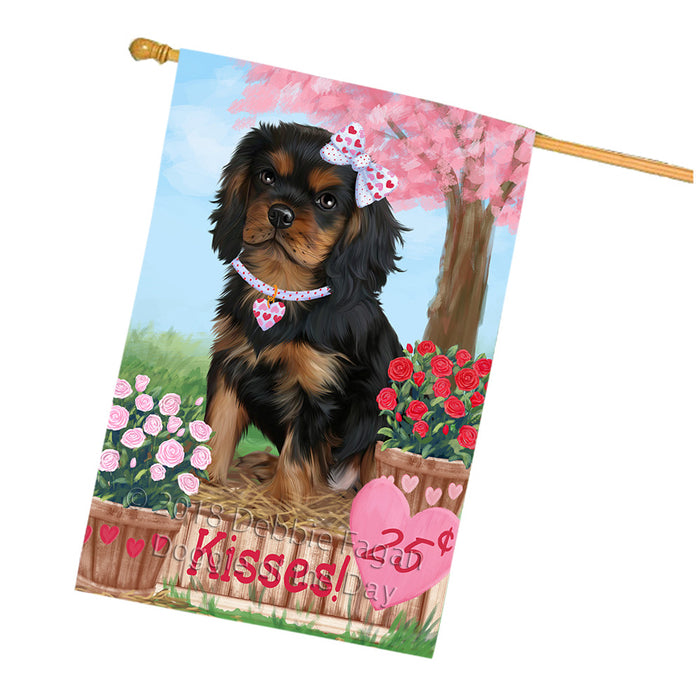 Rosie 25 Cent Kisses Cavalier King Charles Spaniel Dog House Flag FLG57115