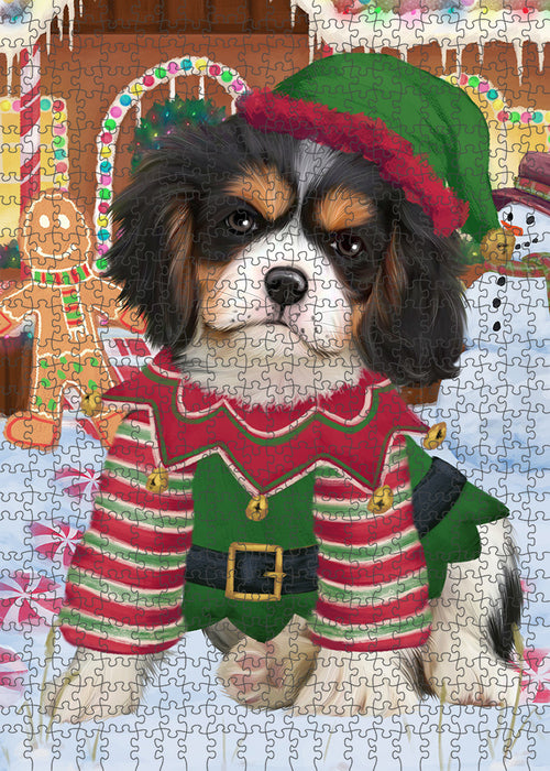 Christmas Gingerbread House Candyfest Cavalier King Charles Spaniel Dog Puzzle with Photo Tin PUZL93376