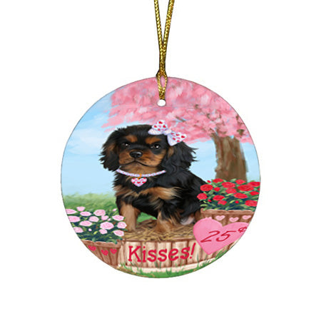 Rosie 25 Cent Kisses Cavalier King Charles Spaniel Dog Round Flat Christmas Ornament RFPOR56787