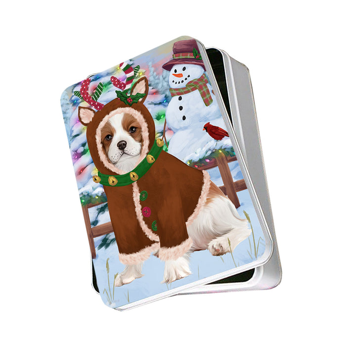 Christmas Gingerbread House Candyfest Cavalier King Charles Spaniel Dog Photo Storage Tin PITN56238