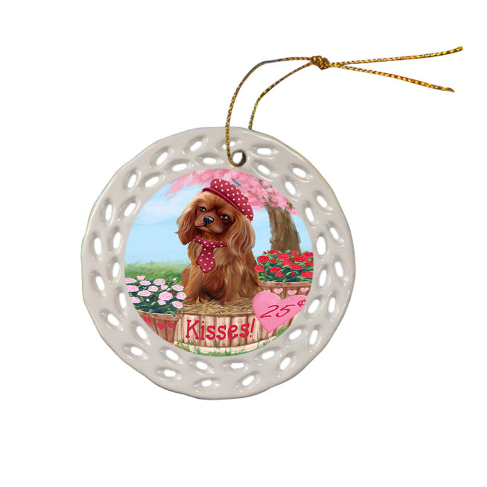 Rosie 25 Cent Kisses Cavalier King Charles Spaniel Dog Ceramic Doily Ornament DPOR56788