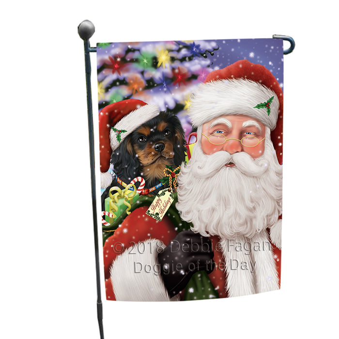Santa Carrying Cavalier King Charles Spaniel Dog and Christmas Presents Garden Flag GFLG54036