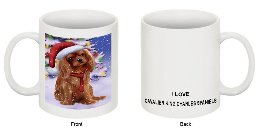 Winterland Wonderland Cavalier King Charles Spaniel Dog In Christmas Holiday Scenic Background  Coffee Mug MUG48774