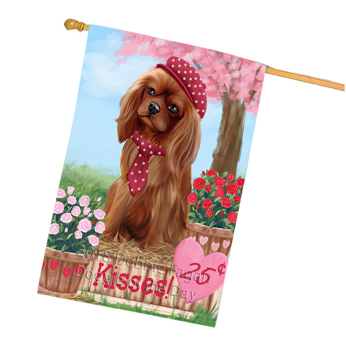 Rosie 25 Cent Kisses Cavalier King Charles Spaniel Dog House Flag FLG57116