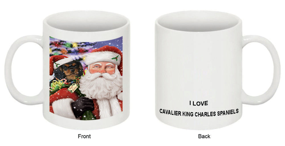 Santa Carrying Cavalier King Charles Spaniel Dog and Christmas Presents Coffee Mug MUG49372