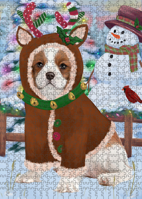 Christmas Gingerbread House Candyfest Cavalier King Charles Spaniel Dog Puzzle with Photo Tin PUZL93380
