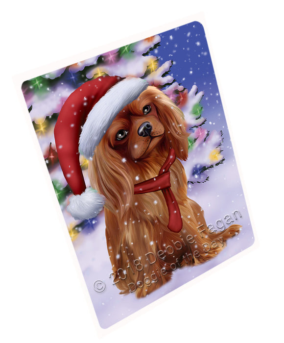 Winterland Wonderland Cavalier King Charles Spaniel Dog In Christmas Holiday Scenic Background  Cutting Board C64572